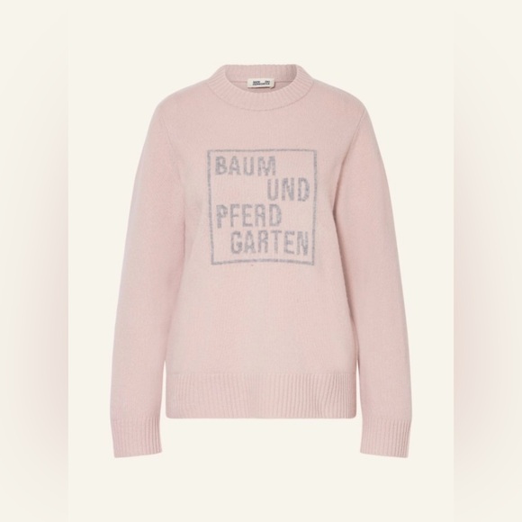 Baum und Pferdgarten Clio Pink Wool Knit Sweater Logo Pattern Crewneck